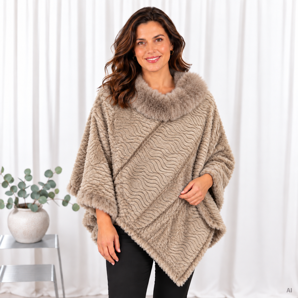 Lulu poncho, Taupe
