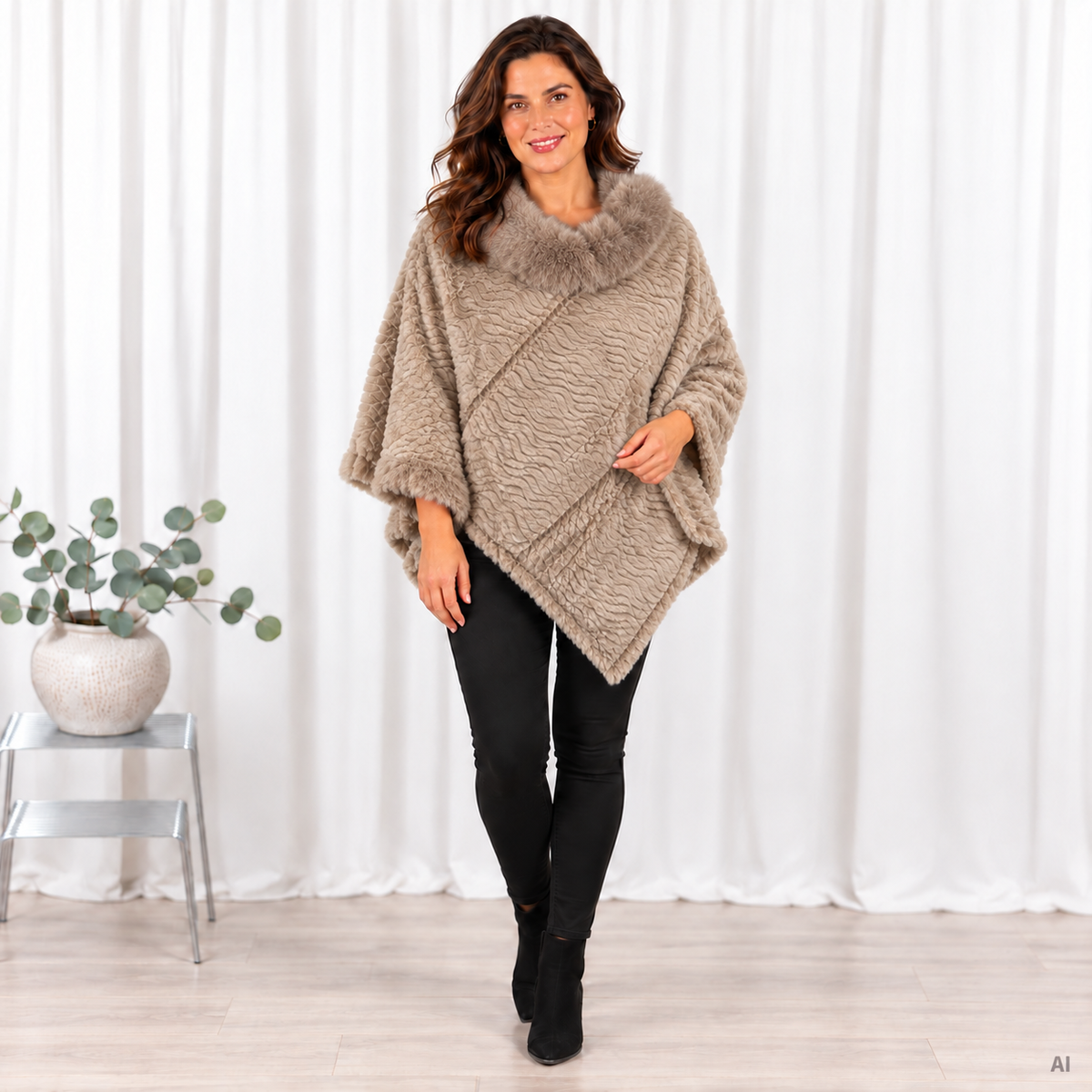 Lulu poncho, Taupe