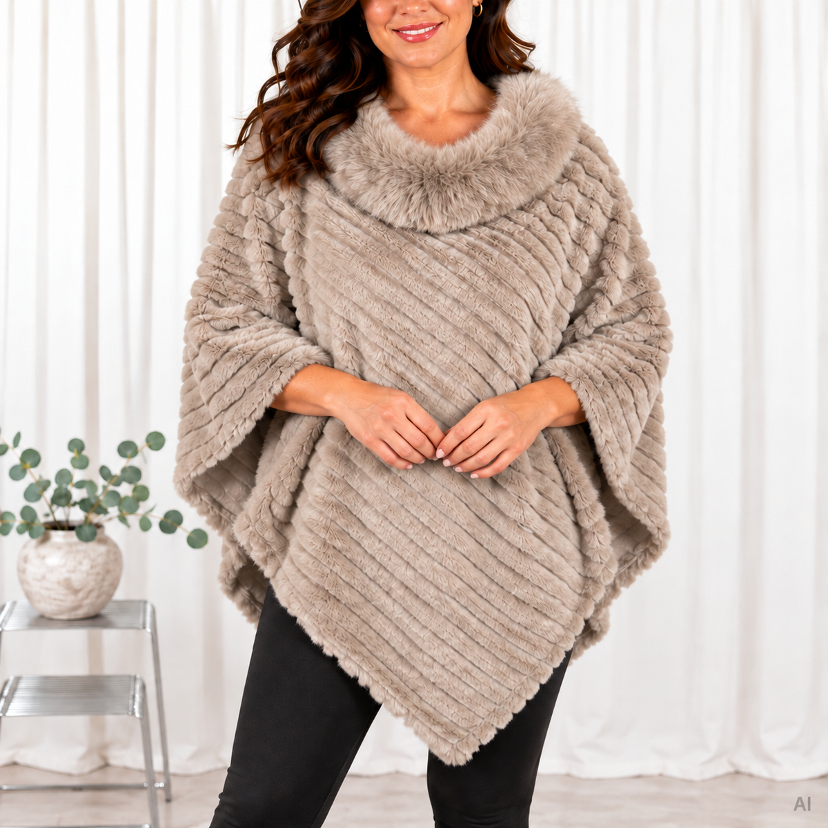 Ruby poncho, Taupe