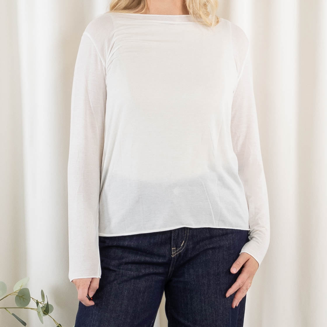 Cashy long sleeve, Råhvid
