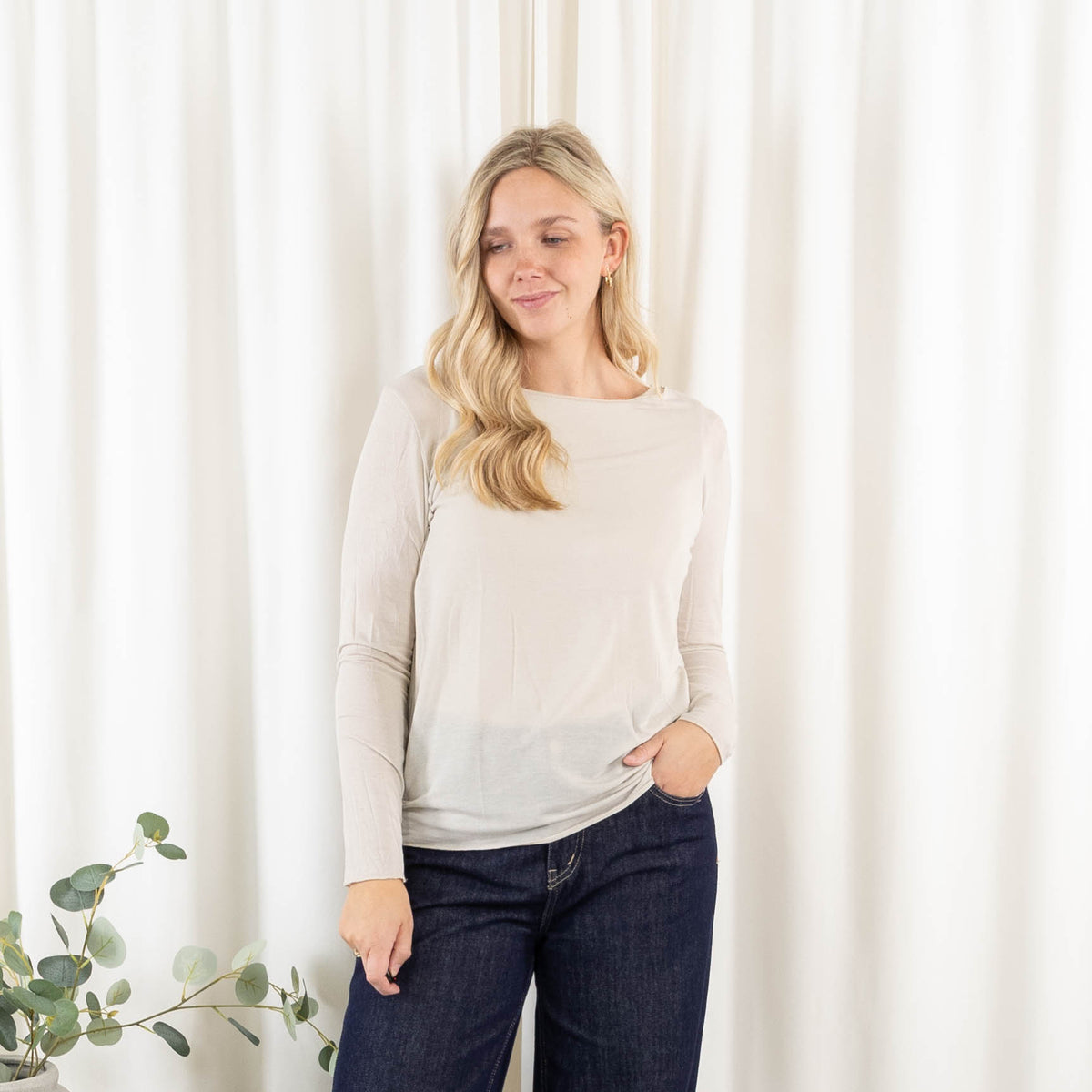 Cashy long sleeve, Beige