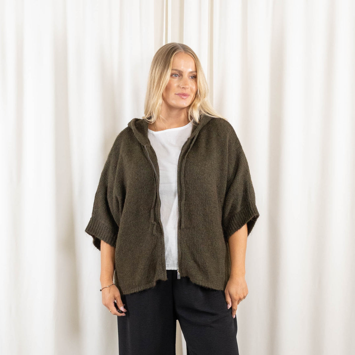 Maddie strikcardigan, Khaki