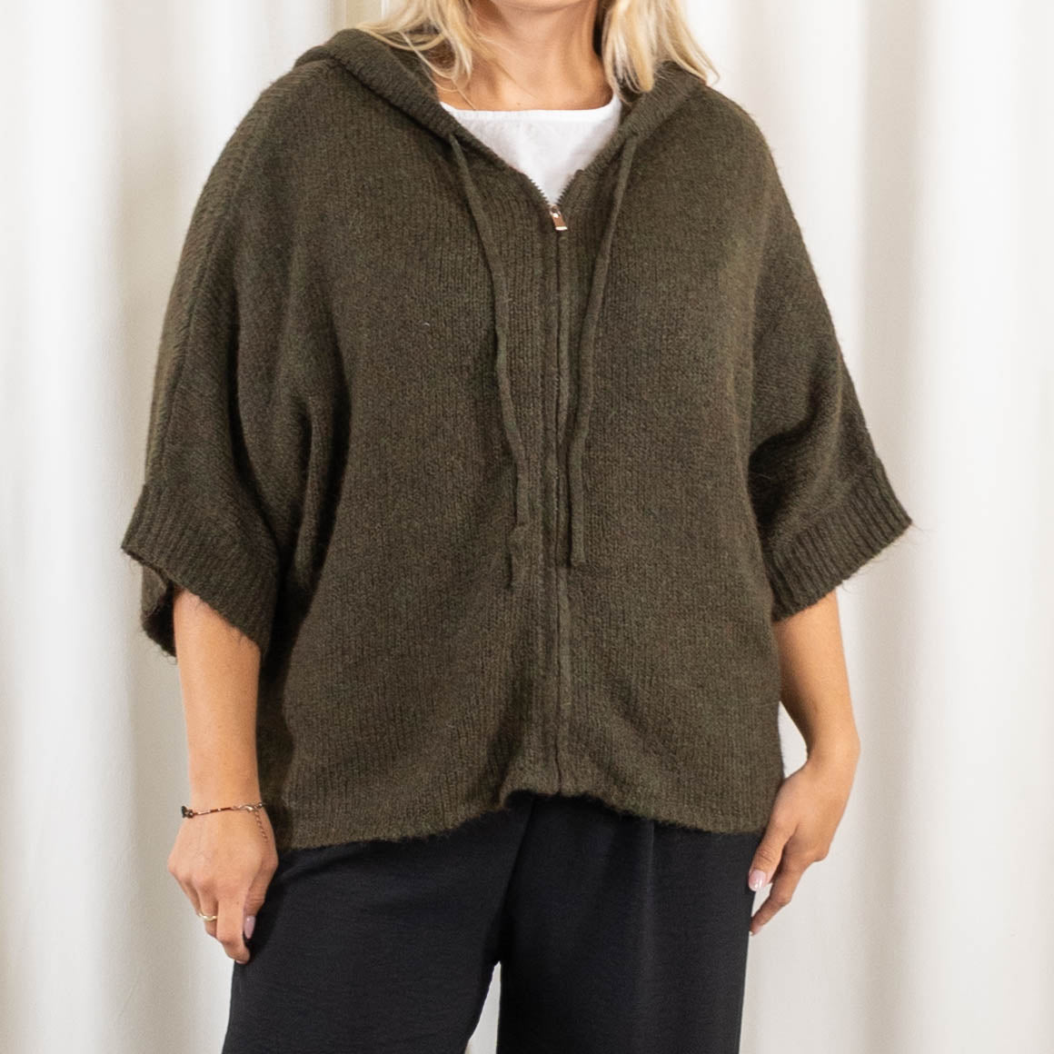 Maddie strikcardigan, Khaki