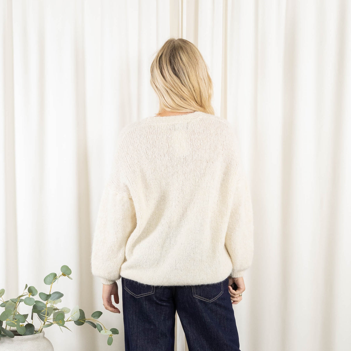Leona cardigan, Råhvid