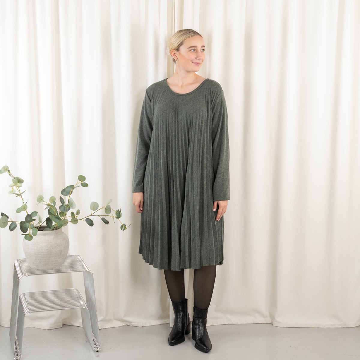 Agnes kjole, Khaki Melange