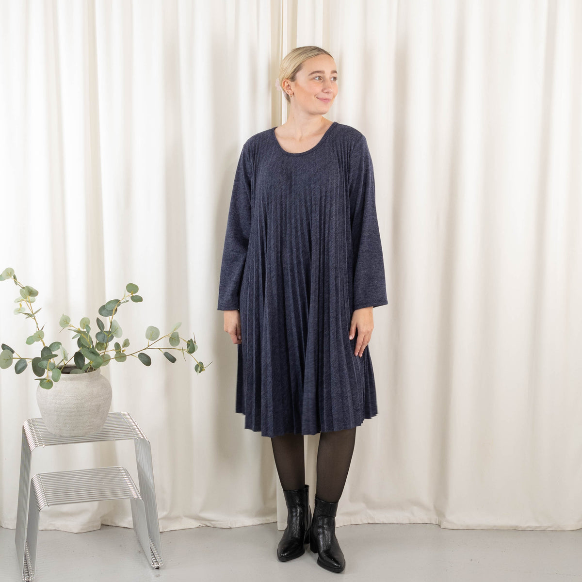 Agnes kjole, Navy Melange