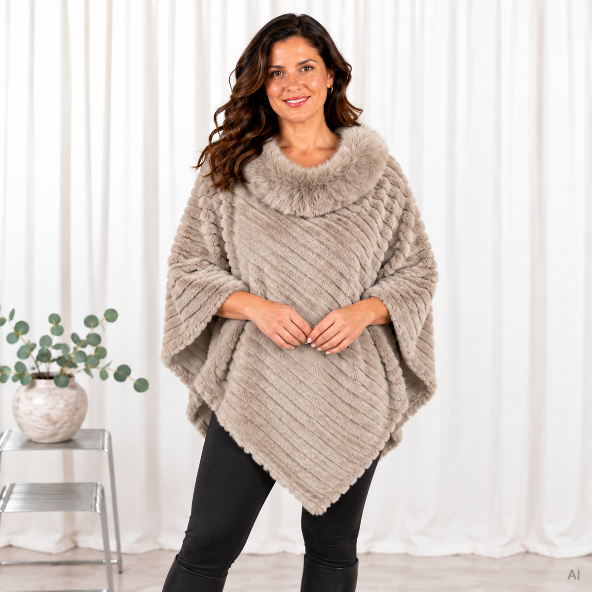 Ruby poncho, Taupe