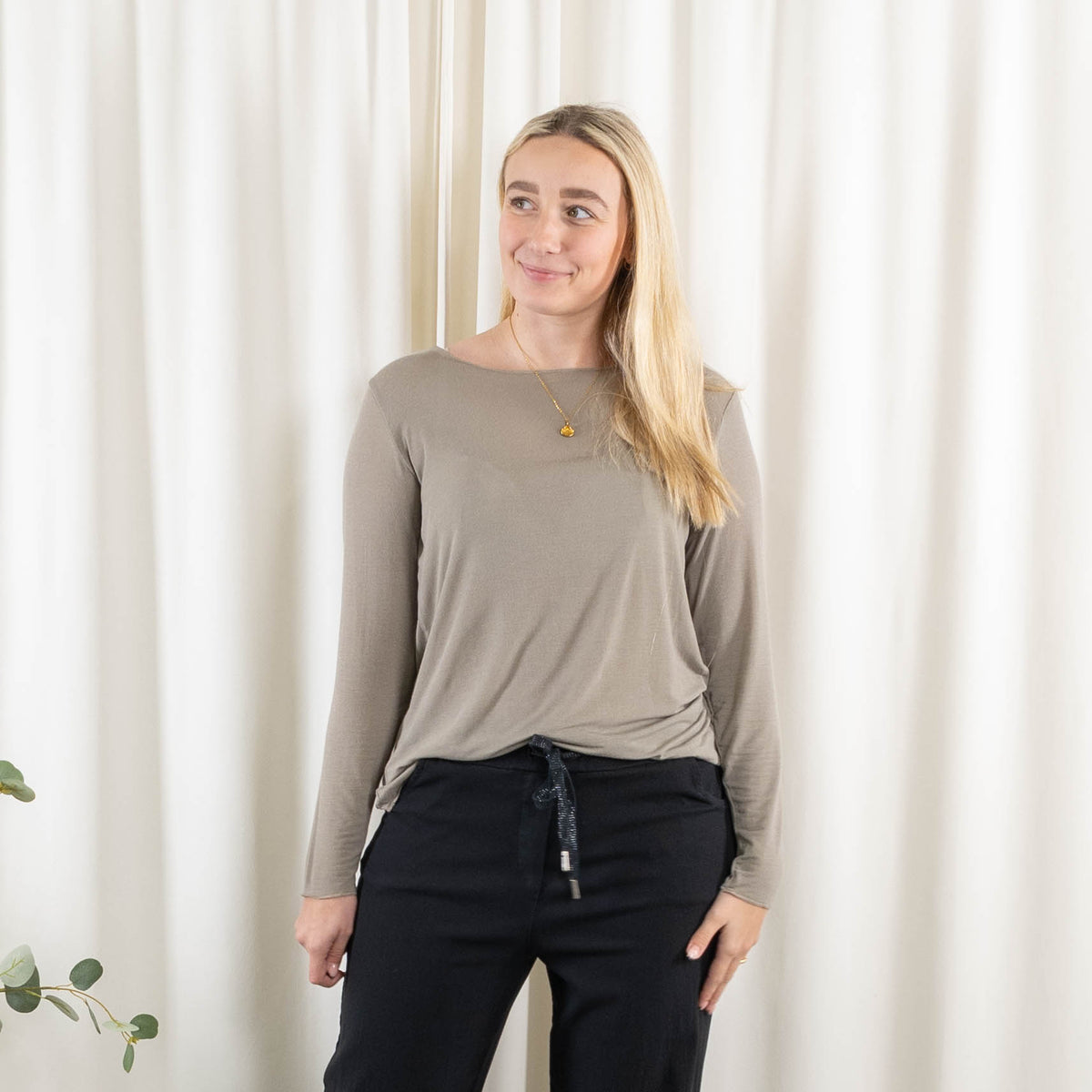 Cashy long sleeve, Taupe