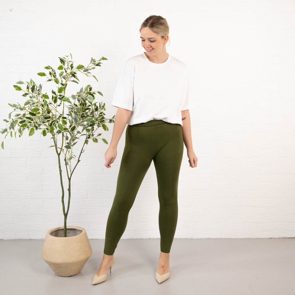 Kenya bomulds leggings, Khaki