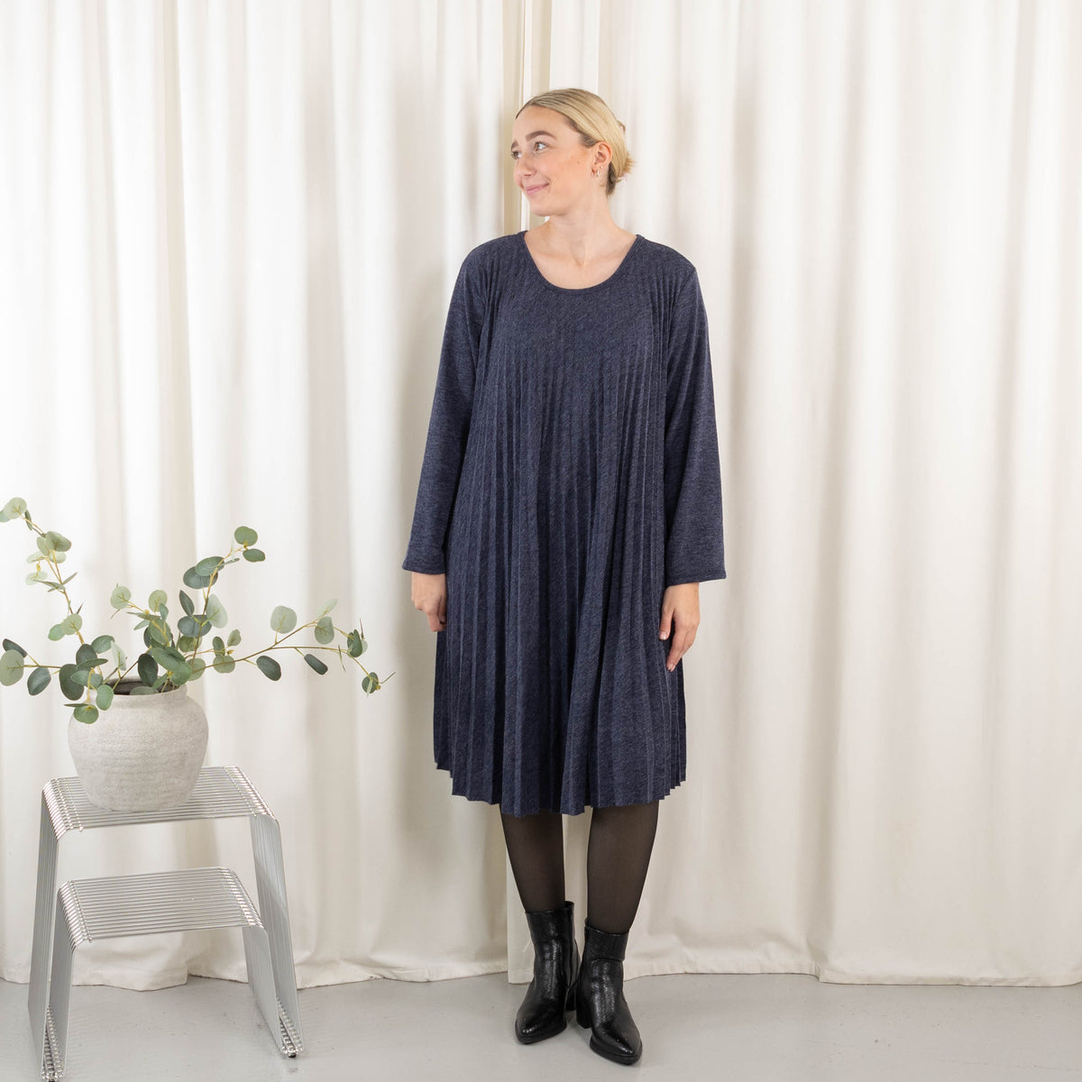 Agnes kjole, Navy Melange